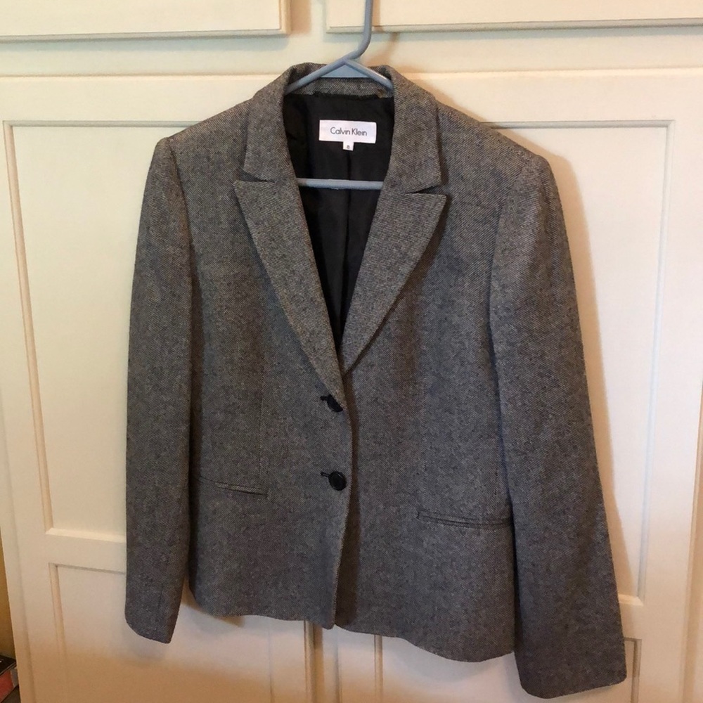 Calvin Klein Tweed Lined Blazer Size 8 Black&White